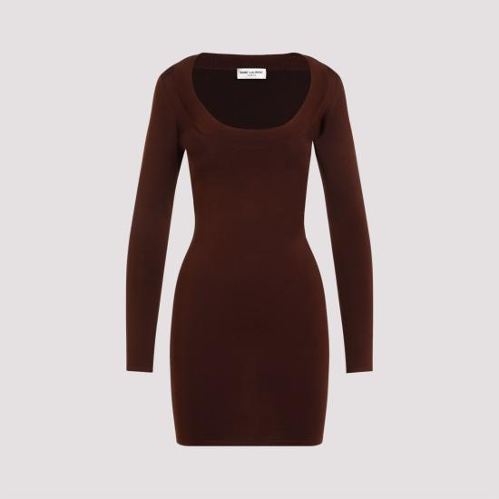 25FW 생로랑 미디 원피스 782641Y76EO 2020 BROWN - SAINT LAURENT