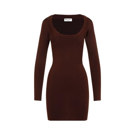 25FW 생로랑 미디 원피스 782641Y76EO 2020 BROWN