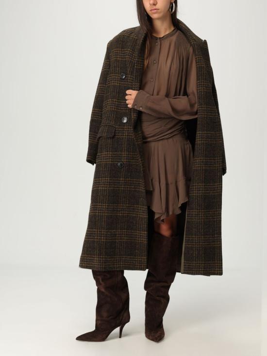 25FW 이자벨마랑에뚜왈 렉사나 롱 체크 울 코트 MA0285FAC3D02E 67KI Kaki - ISABEL MARANT ETOILE