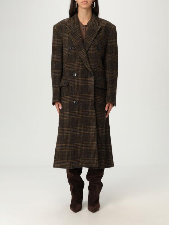 25FW 이자벨마랑에뚜왈 렉사나 롱 체크 울 코트 MA0285FAC3D02E 67KI Kaki