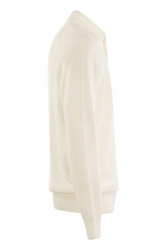  브루넬로 쿠치넬리 립 니트 폴로 셔츠 M29400105 CO312 CREAM - BRUNELLO CUCINELLI