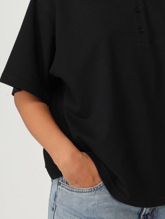 25FW 생로랑 폴로 티셔츠 841963Y37HC 1000 Black - SAINT LAURENT