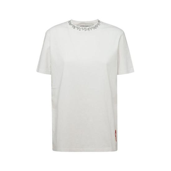  골든구스 카보숑 크리스탈 티셔츠 GWP01220P00067310363 VINTAGE WHITE