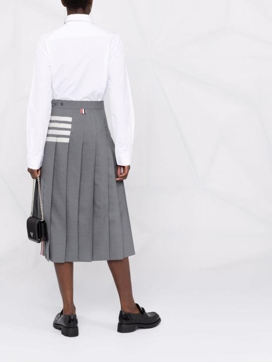 24FW 톰브라운 플레인 위브 4바 드롭 백 플리츠 스커트 FGC400V06146 035 GREY - THOM BROWNE