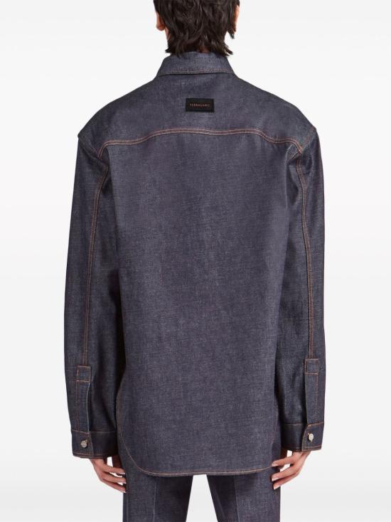  살바토레 페라가모 긴팔 셔츠 143791771281002 Blue - SALVATORE FERRAGAMO