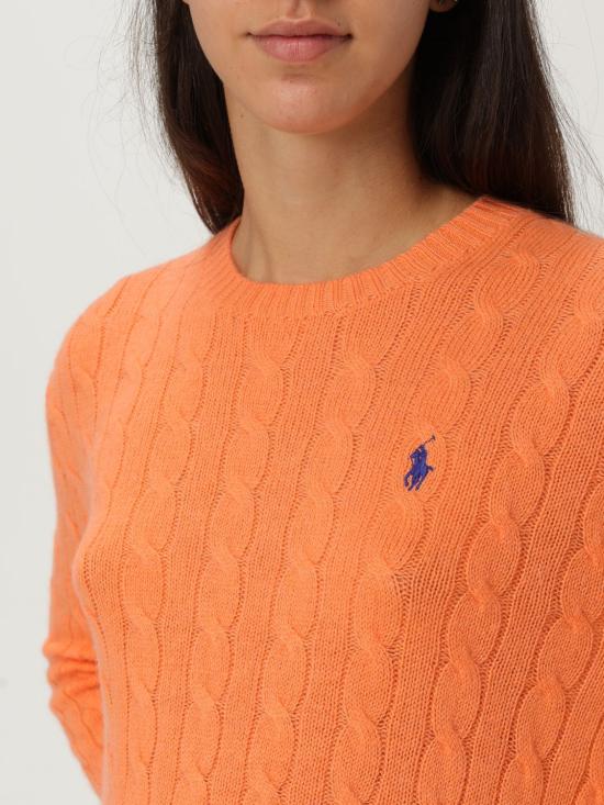 25FW 폴로 랄프로렌 폴로 자수 케이블 니트 스웨터 211972115 001 Orange - POLO RALPH LAUREN
