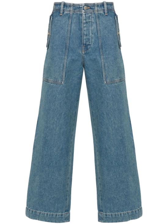  메종키츠네 스트레이트 팬츠 MM01113WW5023P413 Clear Blue