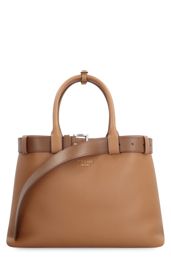  프라다 버클 라지 가죽 핸드백 1BA416VDBO2CY9 F03BH Saddle Brown - PRADA