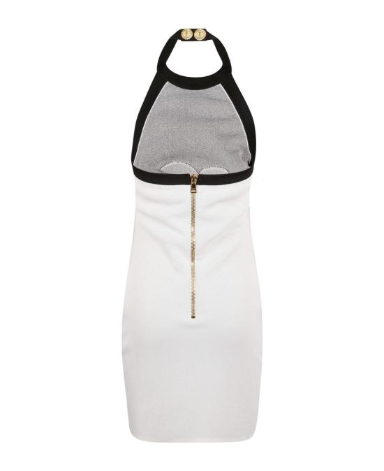  발망 숏 원피스 CF0R3235KG10GAB WHITE BLACK - BALMAIN