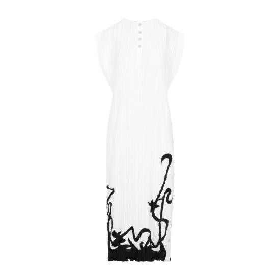  랑방 미디 원피스 RWDR00305904P24 001 WHITE