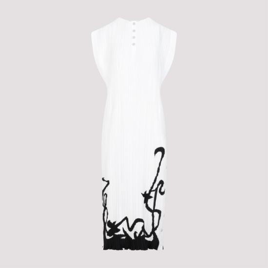  랑방 미디 원피스 RWDR00305904P24 001 WHITE - LANVIN