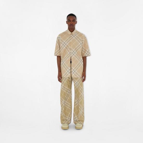  버버리 체크 반팔 셔츠 8082478154851 FLAX - BURBERRY