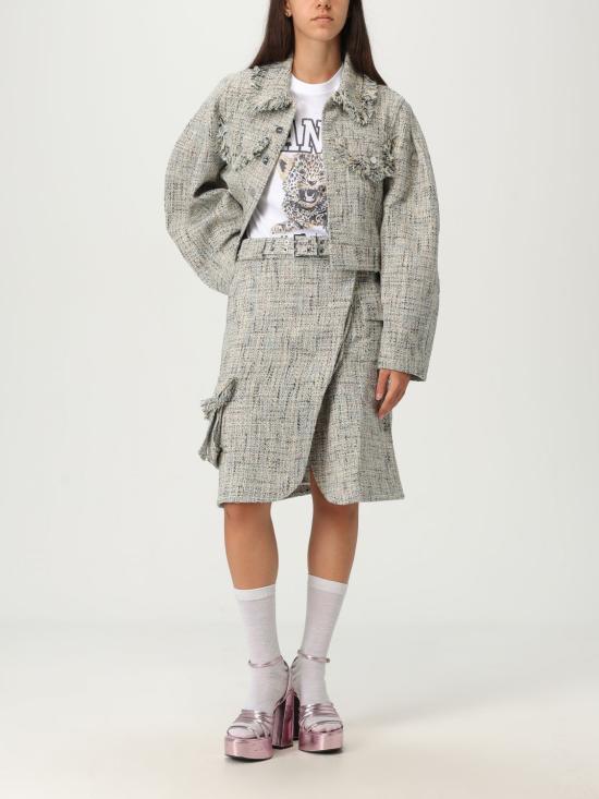 25FW 가니 베이직 저지 레오파드 릴렉스드 티셔츠 T4124 943 White - GANNI