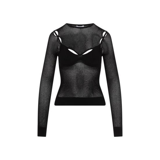  오프화이트 긴팔 티셔츠 OWHT020S24KNI001 1010 BLACK