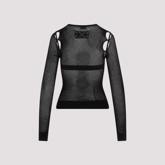  오프화이트 긴팔 티셔츠 OWHT020S24KNI001 1010 BLACK - OFF WHITE