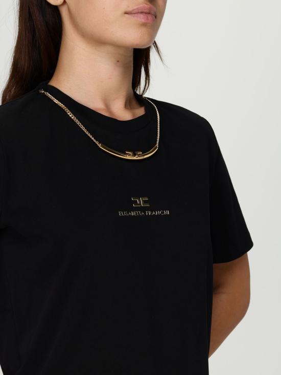 25FW 엘리자베타프랜치 반팔 티셔츠 MA028 110 Black - ELISABETTA FRANCHI