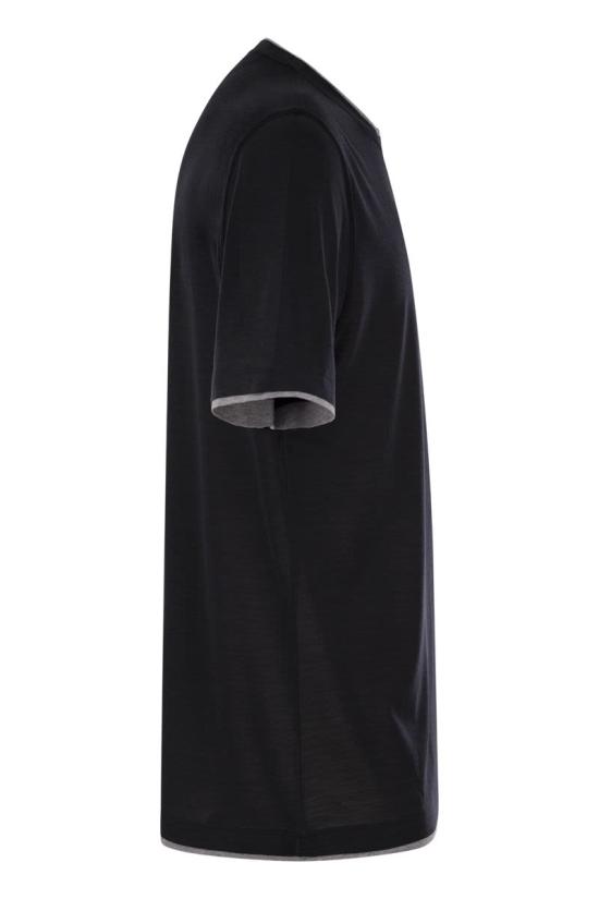  브루넬로 쿠치넬리 페이크 레이어링 티셔츠 MD8217427 CCB75 BLACK - BRUNELLO CUCINELLI