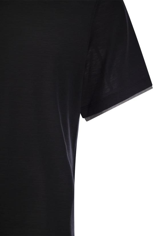  브루넬로 쿠치넬리 페이크 레이어링 티셔츠 MD8217427 CCB75 BLACK - BRUNELLO CUCINELLI