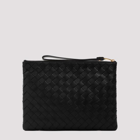  보테가베네타 미디움 인트레치아토 플랫 파우치 749922VCPP3 8425 black - BOTTEGA VENETA