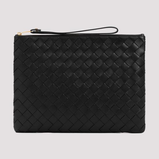  보테가베네타 미디움 인트레치아토 플랫 파우치 749922VCPP3 8425 black - BOTTEGA VENETA