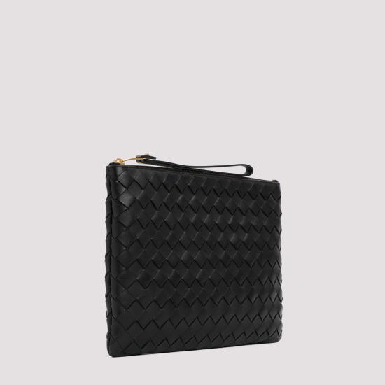  보테가베네타 미디움 인트레치아토 플랫 파우치 749922VCPP3 8425 black - BOTTEGA VENETA