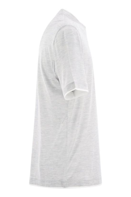  브루넬로 쿠치넬리 자수 로고 티셔츠 M0B137427 CY887 PEARL - BRUNELLO CUCINELLI