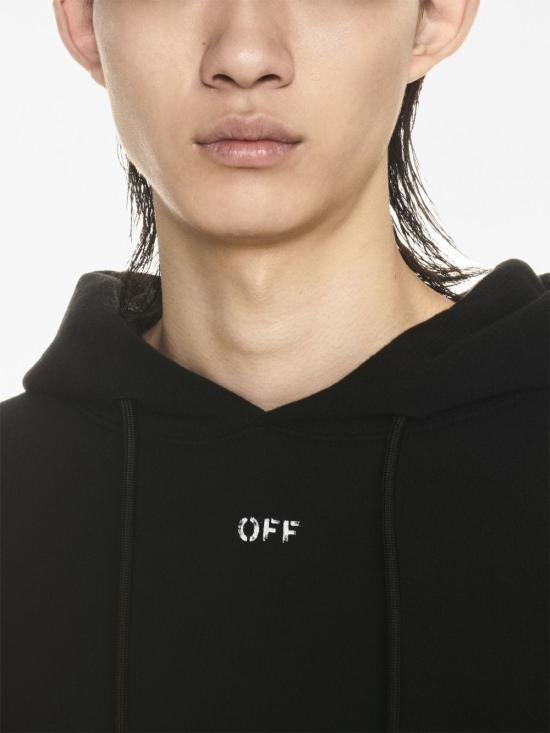  오프화이트 후드 티셔츠 OMBB085F23FLE001 1001 black - OFF WHITE
