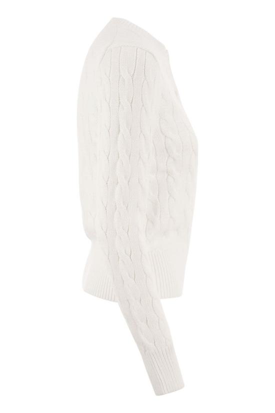  폴로 랄프로렌 포니 로고 자수 케이블 니트 크루넥 가디건  211891643 001 WHITE - POLO RALPH LAUREN