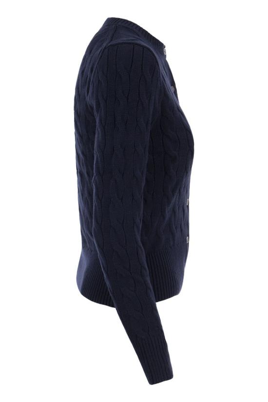  폴로 랄프로렌 포니 로고 자수 케이블 니트 크루넥 가디건  211891643 002 NAVY - POLO RALPH LAUREN