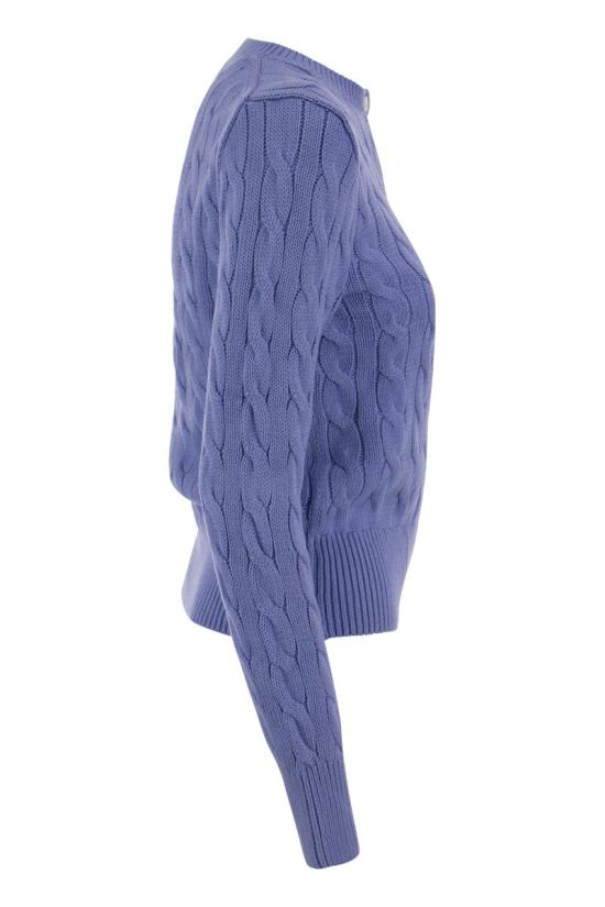  폴로 랄프로렌 포니 로고 자수 케이블 니트 크루넥 가디건  211891643 003 BLUE - POLO RALPH LAUREN