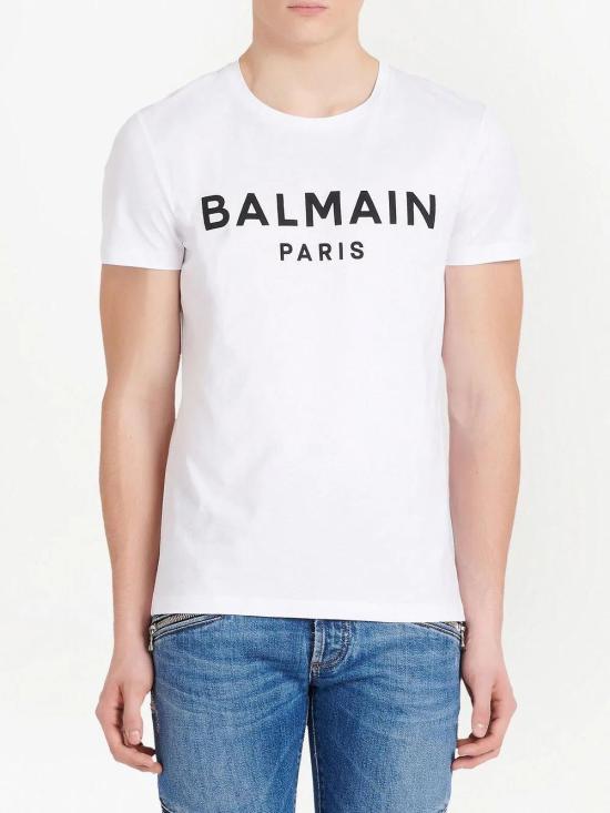  발망 반팔 티셔츠 AH1EG000BB73GAB BLANC NOIR - BALMAIN
