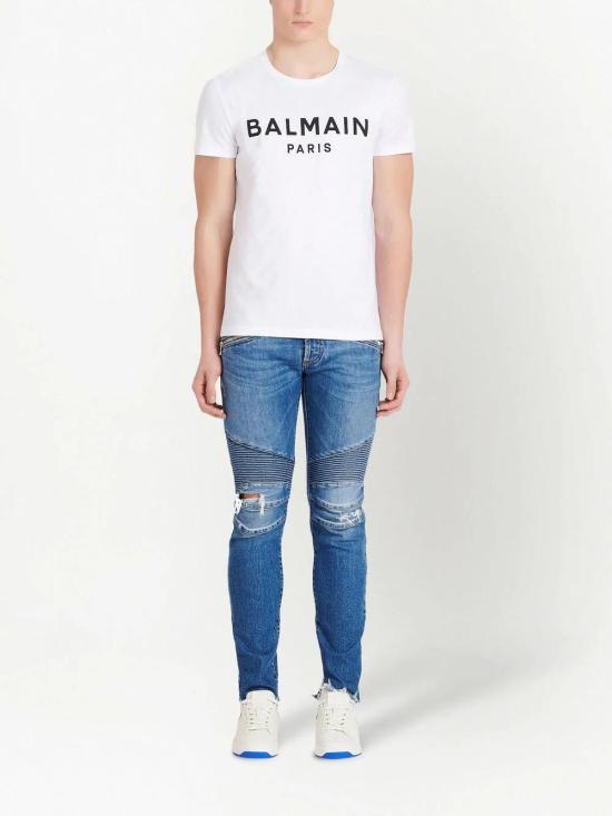  발망 반팔 티셔츠 AH1EG000BB73GAB BLANC NOIR - BALMAIN