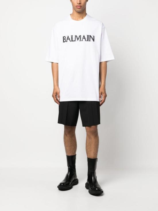  발망 반팔 티셔츠 AH0EG015PB74GAB BLANC NOIR - BALMAIN