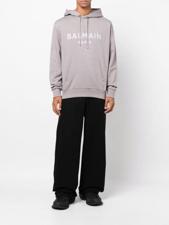  발망 후드 티셔츠 YH0JR002BB65YEM GRIS - BALMAIN