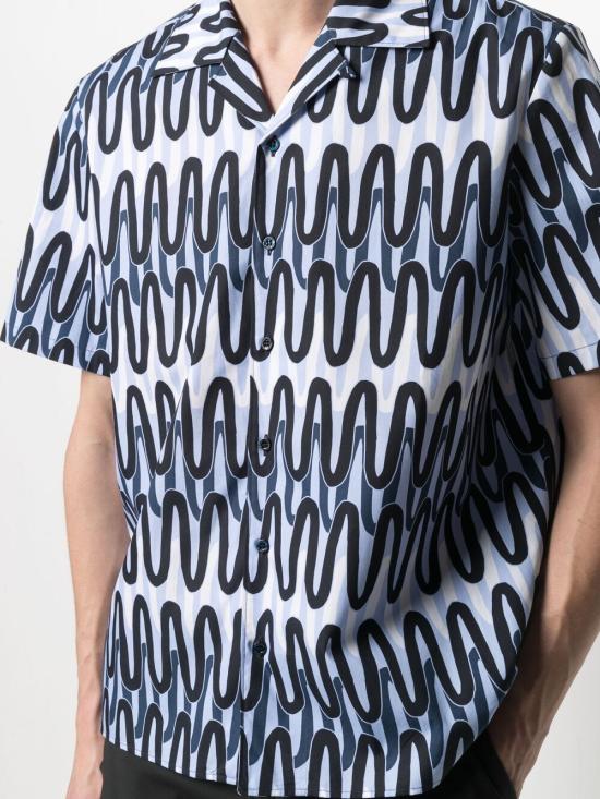  닐바렛 반팔 셔츠 PBCM1469AQ0403161 SKY NAVY BLACK - NEIL BARRETT