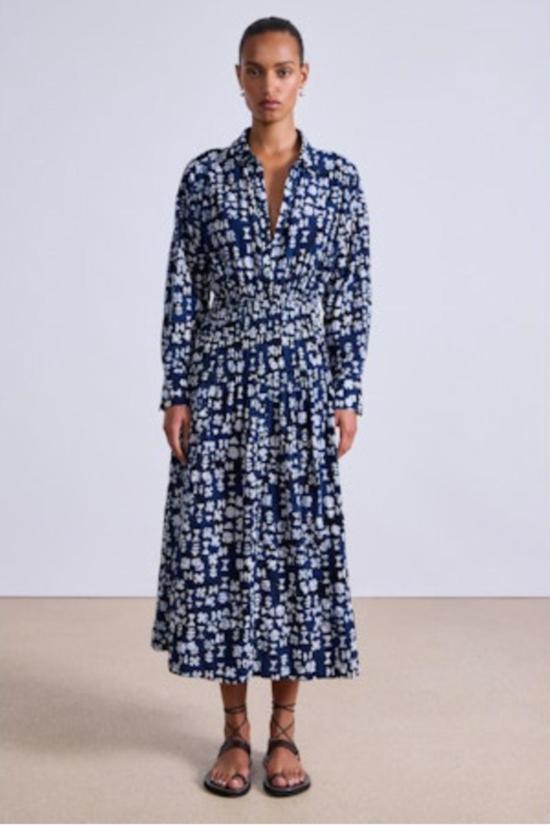  어피스 어파트 롱 원피스 어피스 아파트 소피아 스모크 셔츠 드레스 인디고 - APIECE APART