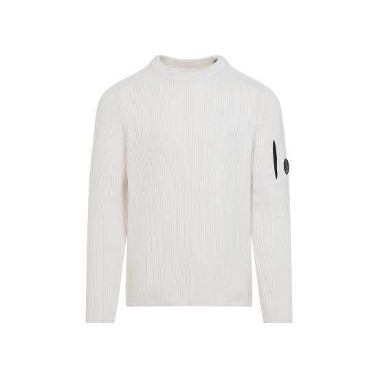 25FW 씨피 컴퍼니 풀 립 크루넥 렌즈 스웨터 19CMKN015A006608A103 GAUZE WHITE DOM - C.P. COMPANY