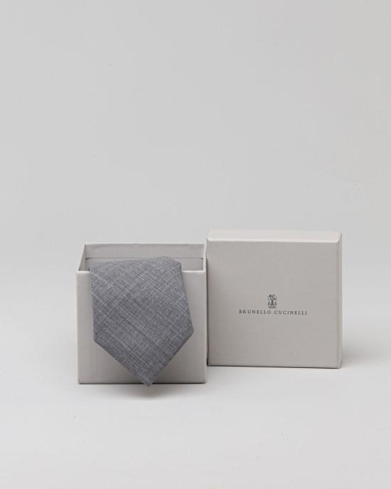 25FW 브루넬로 쿠치넬리 넥타이 M032P0018C078 MEDIUM GREY DOM - BRUNELLO CUCINELLI