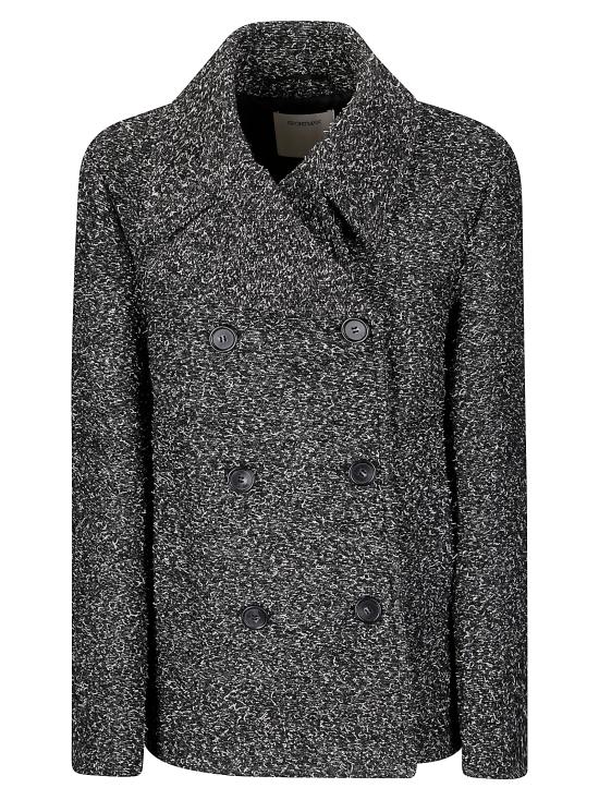 25FW 스포트막스 OLAF 올라프 더블 브레스티드 울 헤비 자켓 2522086032600 001 BLACK WHITE