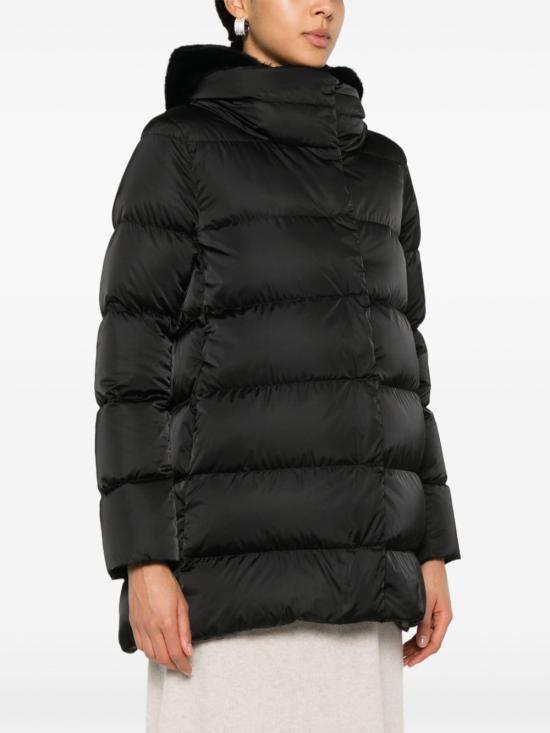26FW 에르노 새틴 & 뉴 레이디 퍼 A셰이프 다운 자킷  PI001934D12170Z 9300 BLACK - HERNO