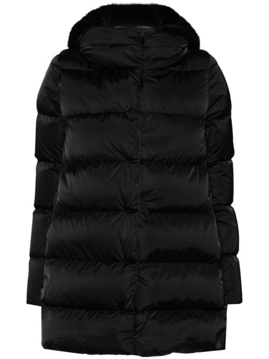26FW 에르노 새틴 & 뉴 레이디 퍼 A셰이프 다운 자킷  PI001934D12170Z 9300 BLACK