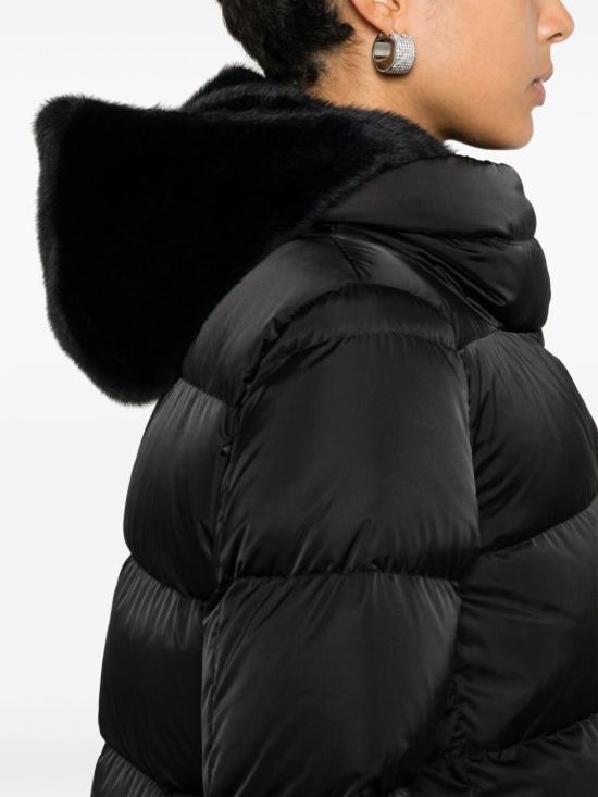 26FW 에르노 새틴 & 뉴 레이디 퍼 A셰이프 다운 자킷  PI001934D12170Z 9300 BLACK - HERNO