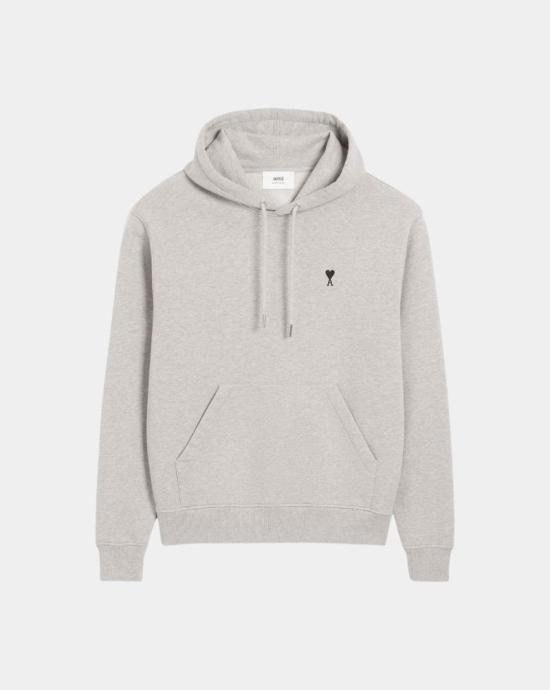 24FW 아미 스몰 하트 로고 후드 티셔츠 HSW764730 0951 Heather ash grey