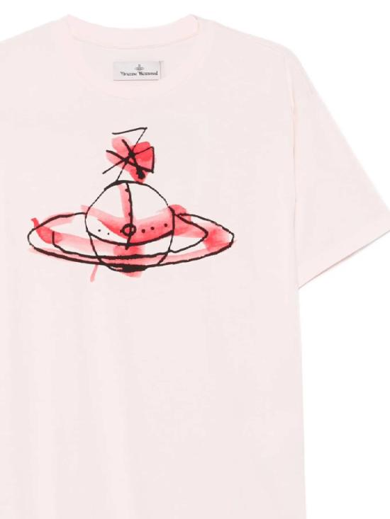 25FW 비비안웨스트우드 반팔 티셔츠 3G01003W J001MG404 Pink - VIVIENNE WESTWOOD