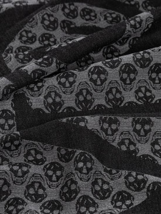 25FW 알렉산더 맥퀸 스컬&로고 자카드 스카프 835375 4200Q1461 Grey dark grey - ALEXANDER MCQUEEN