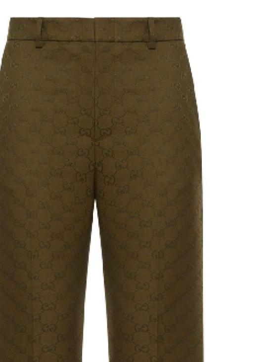 25FW 구찌 캔버스 스트레이트 팬츠 837435 Z7ADE3602 GREYSH FOREST GREEN - GUCCI
