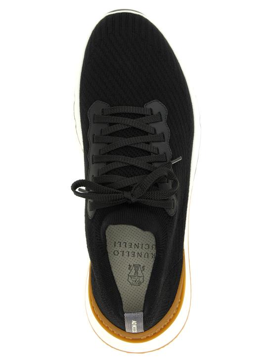 26SS 브루넬로 쿠치넬리 코튼 니트 세미 폴리쉬드 카프스킨 러너 MZUPMBO252CIK10 Black - BRUNELLO CUCINELLI