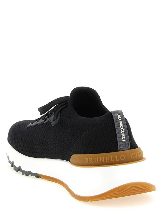 26SS 브루넬로 쿠치넬리 코튼 니트 세미 폴리쉬드 카프스킨 러너 MZUPMBO252CIK10 Black - BRUNELLO CUCINELLI