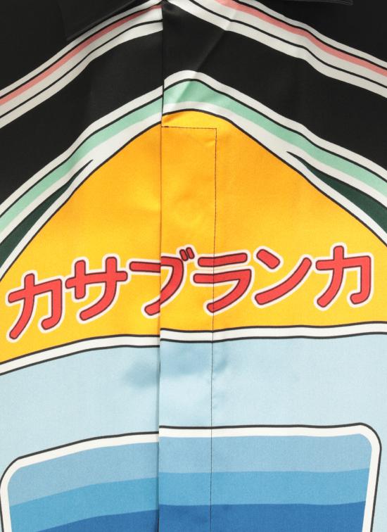 25FW 카사블랑카 반팔 셔츠 MPF25SH00306 SILK SATIN Black - CASABLANCA