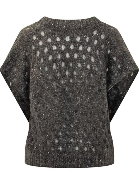 25FW 브루넬로 쿠치넬리 V넥 오픈 니트 스웨터  MNA326502 CGD77 GREY - BRUNELLO CUCINELLI